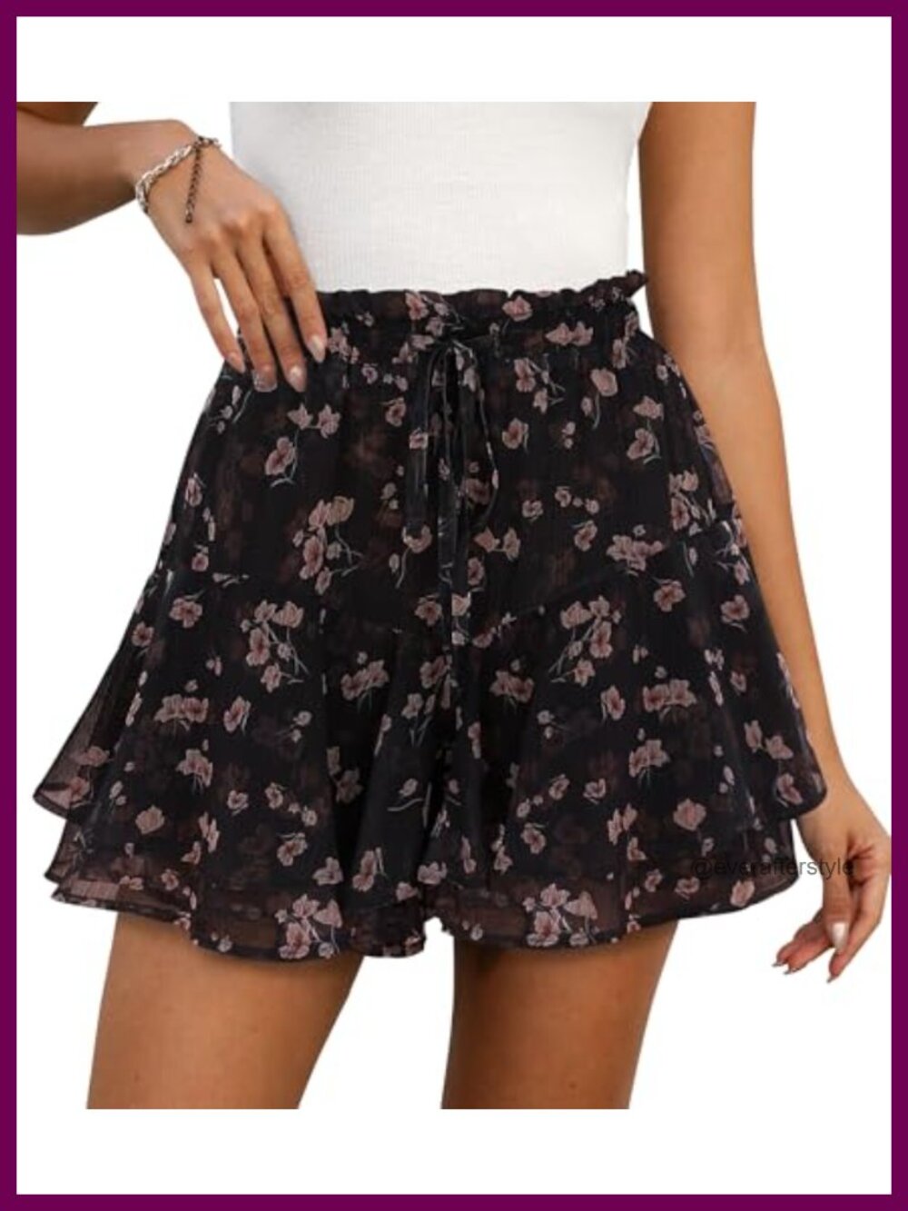 Women's Chiffon Skorts Shorts High Waisted Floral Ruffle Mini Summer